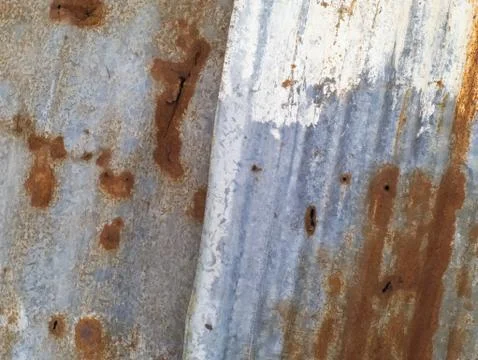 Old and rusty corrugated galvanized iron Stock Photos