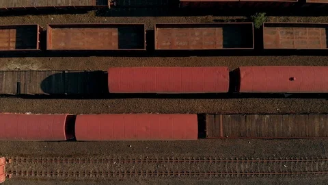 Old and rusty industrial train tracks drone shot Stock Footage 89894511