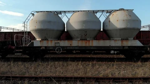 Old and rusty industrial train tracks drone shot Stock Footage 89895056