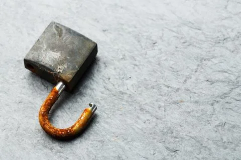 Old and rusty padlock Stock Photos