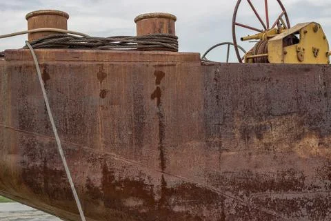 Old and rusty part of the ship Stock Photos