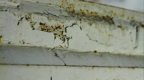 Old And Rusty Window, Rust, Decay,  Cracks, Negligence, Pan Video stock 46931542