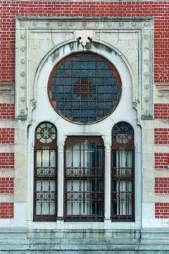Old And Rusty Windows on Brick Wall Stock Photos
