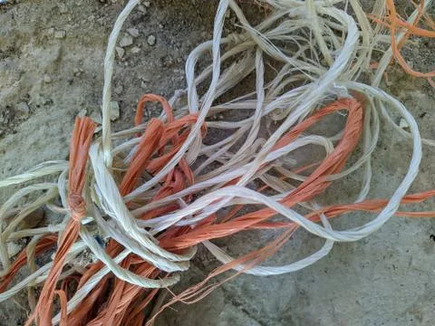 Old and tangled thread twine closeup photo Stock Photos