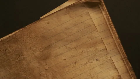 Old and weathered notebook page. Yellow-brown stains and lining, background Stock Footage 292158148