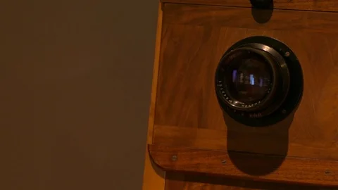 Old antique camera, changing focus Stock Footage 124603308