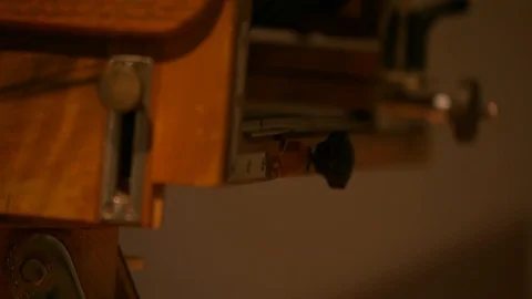 Old antique camera, changing focus Stock Footage 124603329