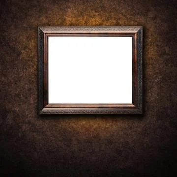 Old antique frame on wall Stock Photos