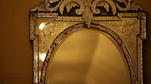 Old antique gold mirror Stock Footage 40376484