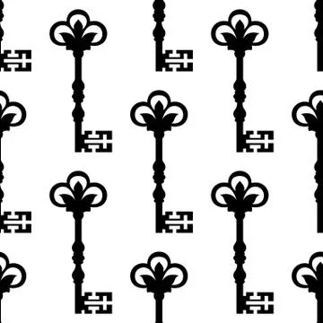 Old antique key seamless background pattern Illustrazione stock
