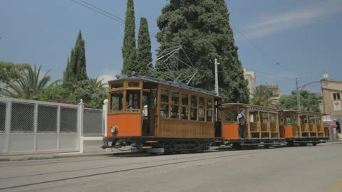 Old Antique Tram In Mallorca Stock Footage 131844708