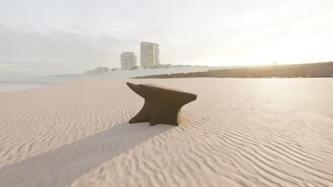 Old anvil on a sandy beach Video stock 233004079