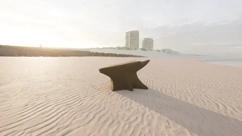 Old anvil on a sandy beach Video stock 235983491