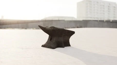 Old anvil on a sandy beach Stock Footage 236417288