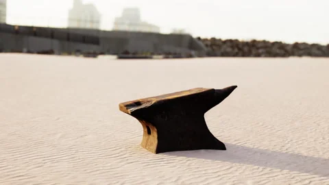 Old anvil on a sandy beach Stock Footage 238461265