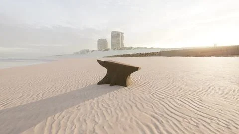 Old anvil on a sandy beach Stock Illustration