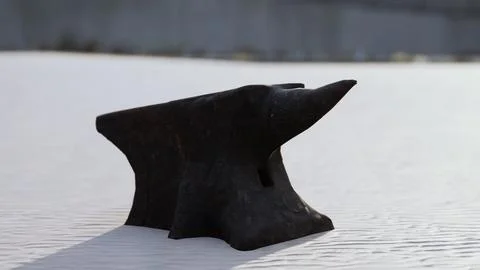 Old anvil on a sandy beach Stock Illustration