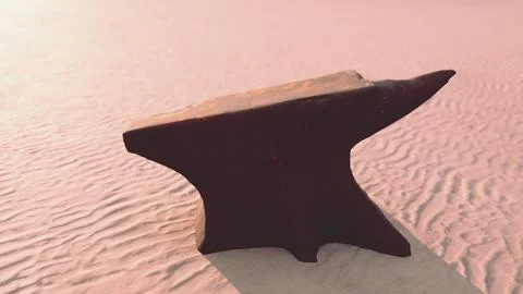 Old anvil on a sandy beach Stock Illustration