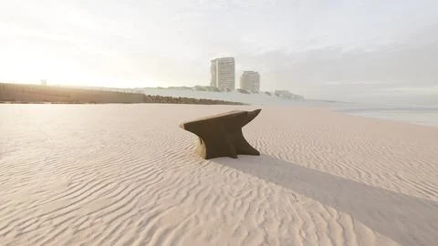 Old anvil on a sandy beach Stock Illustration
