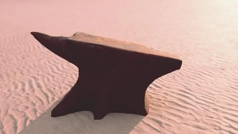 Old anvil on a sandy beach Stock Illustration