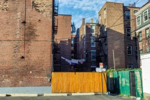 Old apartment blocks in North End, Boston, USA Stock Photos