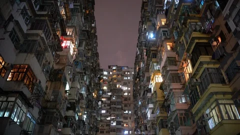 Old Apartment Complex in Hong Kong China Stock Footage 87178001