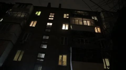 Old apartment house in the countries of Eastern Europe. Pan Stock Footage 202839007