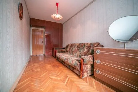 Old apartment view from inside, interior, retro style, old Stock Photos
