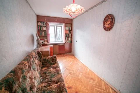 Old apartment view from inside, interior, retro style, old Stock Photos