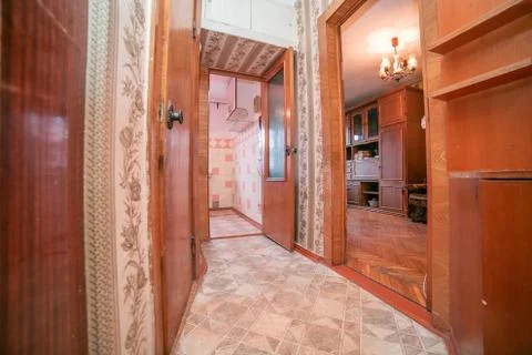 Old apartment view from inside, interior, retro style, old Stock Photos