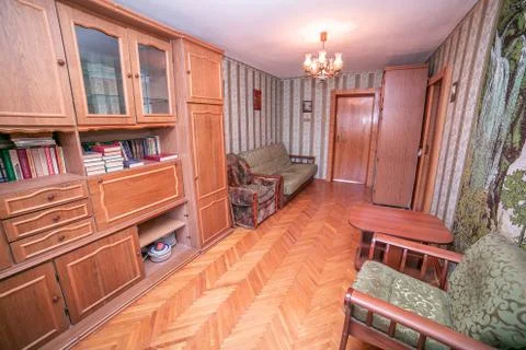 Old apartment view from inside, interior, retro style, old Stock Photos