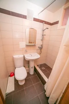 Old apartment view from inside, interior, retro style, old bathroom Stock Photos