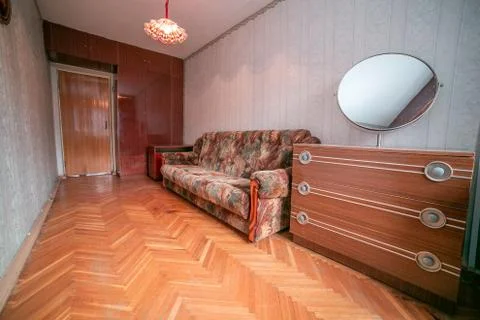 Old apartment view from inside, interior, retro style, old Stock Photos