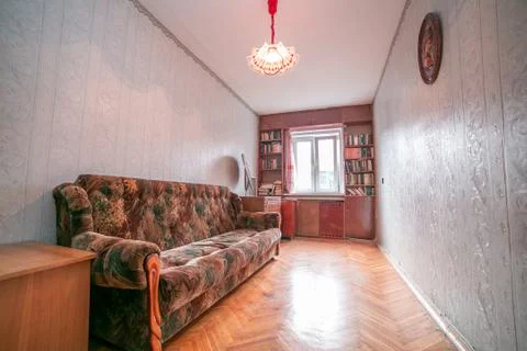 Old apartment view from inside, interior, retro style, old Stock Photos