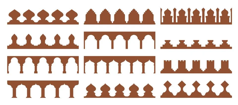 Old Arabian Saudi pattern decor, Islamic borders 스톡 일러스트