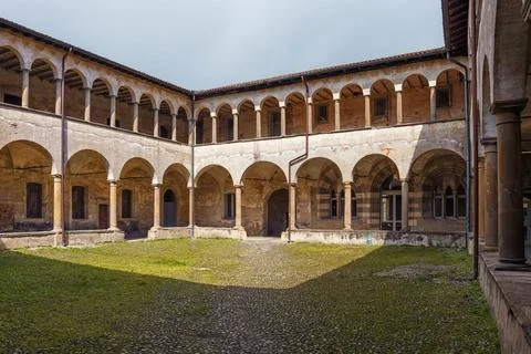 Old arcade courtyard of the former Saint Augustin monastery (Ex monastero d.. Stock Photos
