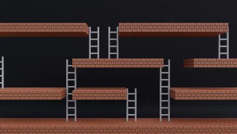 Old arcade video game background 3D render illustration Stock Illustration