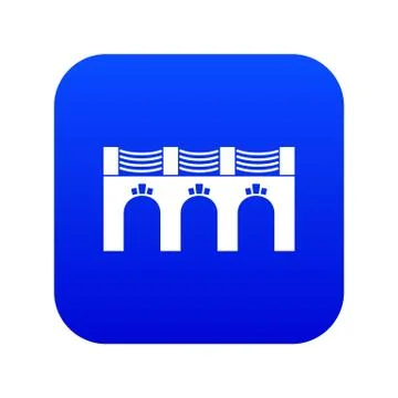 Old arch bridge icon blue vector Stock Illustration