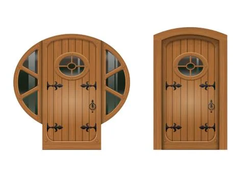 Old arched door Stock Illustration