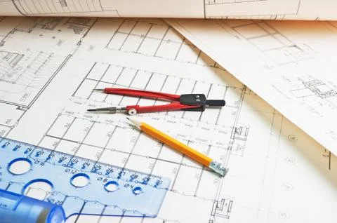 Old architectural drawing Foto stock