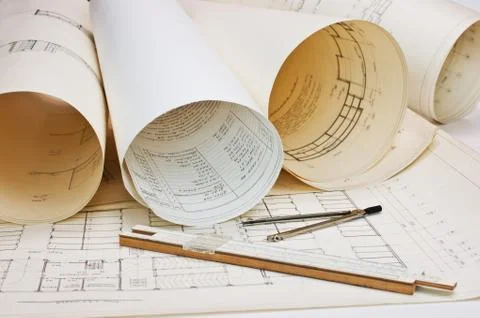 Old architectural drawing 스톡 사진