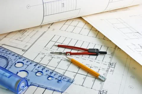 Old architectural drawing Stock Photos