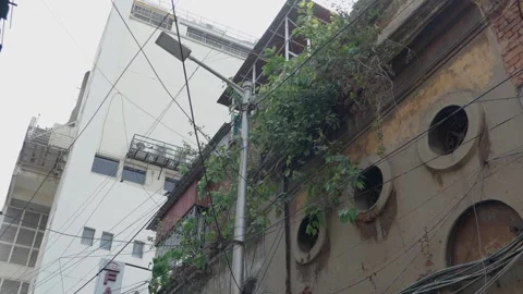 Old Architecture And Tangled Power Lines in Street in India Stock Footage 333226822