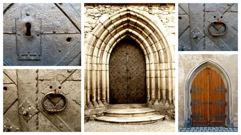 Old architecture collage Stock Photos