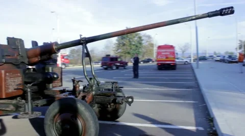 Old army cannon Stock Footage 43259635
