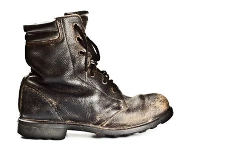 Old army style boot Stock Photos