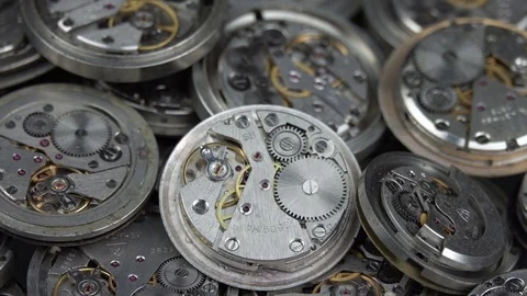 Old arrangements of hours in a workshop Stock Footage 85221172