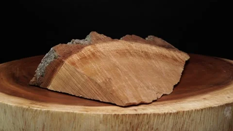 Old Ash tree rings texture close up. Selective focus. Wooden circle stump tru Stock Footage 199848190