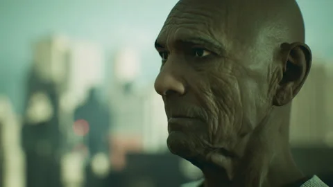 Old asian man in the city Video stock 217440997