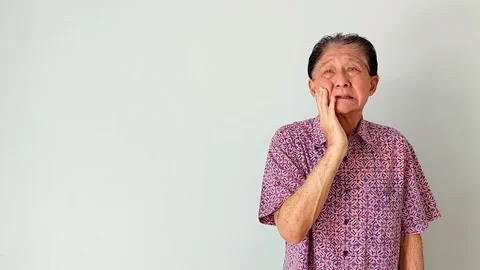 Old Asian Man Suffering From Severe Toothache Stock Footage 339278803